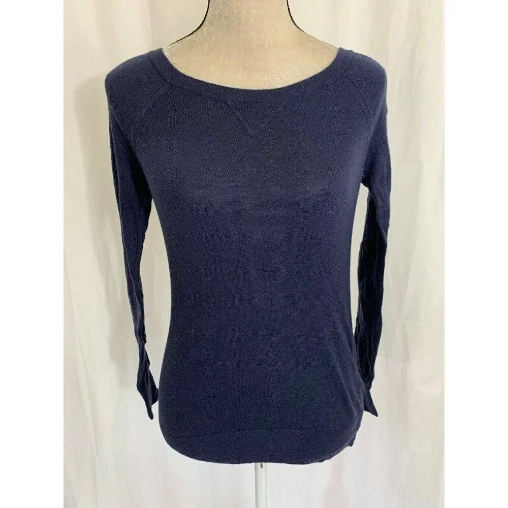 Banana Republic Womens Solid Navy Blue Long Sleeve Sweater Top Xs